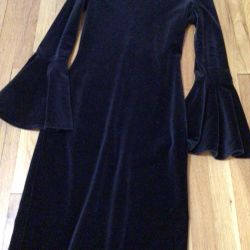 VTG SOFT BLUE VELVET MAXI DRESS