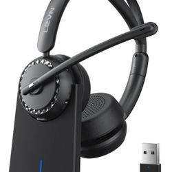 Wireless Headset with Mic for Work, AI Noise Cancelling, 65 Hrs Working Time