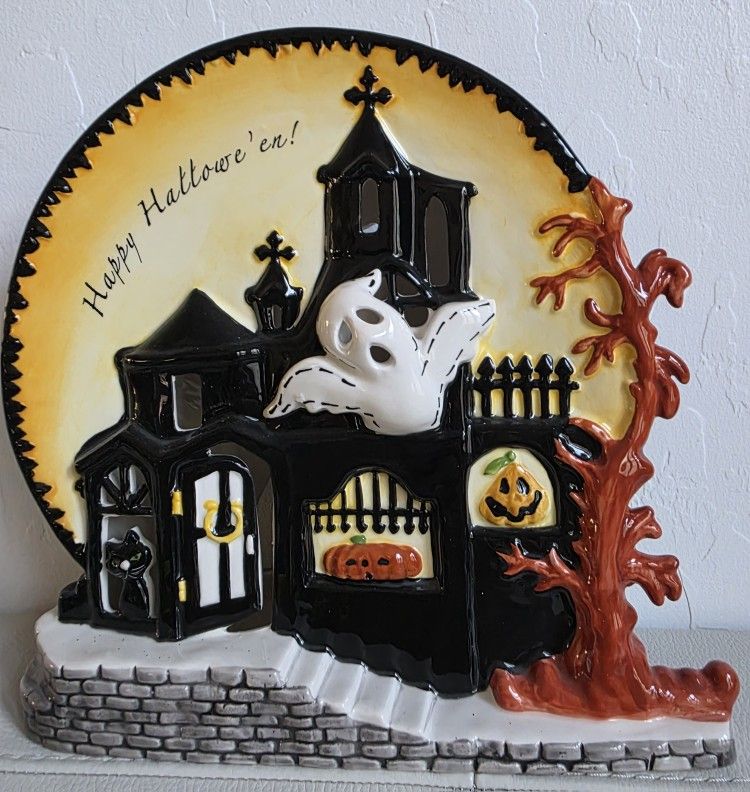 Blue Sky Halloween Ceramic Votive Display