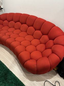 Red Couch, Love Seat, Two Ottomans