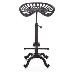 LOKKHAN Rustic Industrial Bar Stool - Cast Iron Tractor Seat - Adjustable Counter Height Swivel Breakfast Bar - Farmhouse Metal Stool - 19.7-26.8 Inch