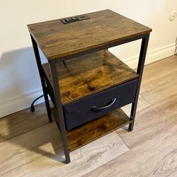 Wood/Metal Nightstand with Charging (Negotiable!)