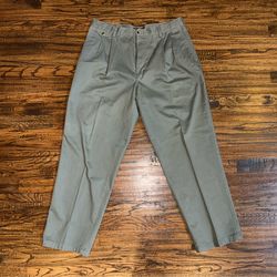 Oak Creek Vintage 90s Green Pleated Khaki Dress Pant 36x30 Classic Fit