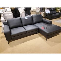 Black , Light Gray , Blue Leather Match Right Chaise  Sectional Sofa  //  Limited Time Offer 
