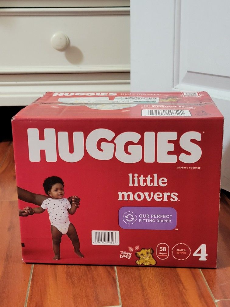 Huggies Little Movers Baby Disposable Diapers - Size 4 and 58 Count