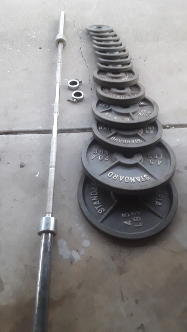 270 lbs weights with 7ft 45lb olympic bar for Sale in Mesa, AZ - OfferUp