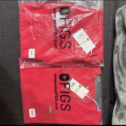 FIGS The Set Women’s Pop Red  Catarina Scrub Top & Zamora Jogger SIZE SMALL