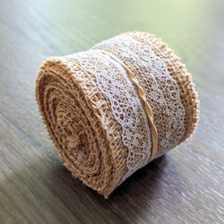 Burlap Roll Ribbon with Lace