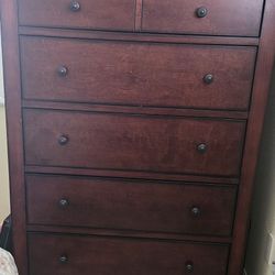 Mahogany Tall Dresser and Two Matching Night Stands