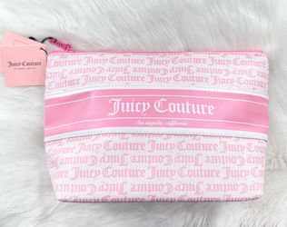 Juicy Couture Large Travel Cosmetic Makeup Toiletries Bag New NWT Pink White