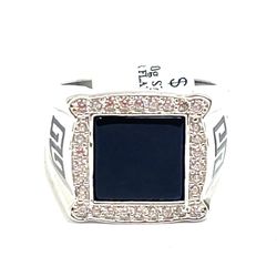 925 Sterling Silver CZ Onyx Ring 10.30g Size 10 198514/12