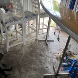 Surf Board Bar with Four Stools