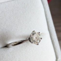 1CT Moissanite Diamond Alternative Engagement, Promise Ring 18k White Gold Plated 925 Sterling Silver  - 5,7,8