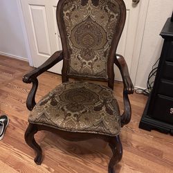 Antique Wood Paisley Print Chair