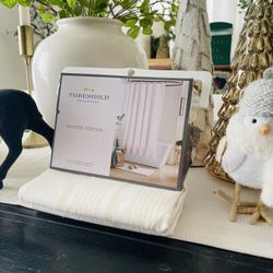 Threshold Cream Stripe Shower Curtain New 