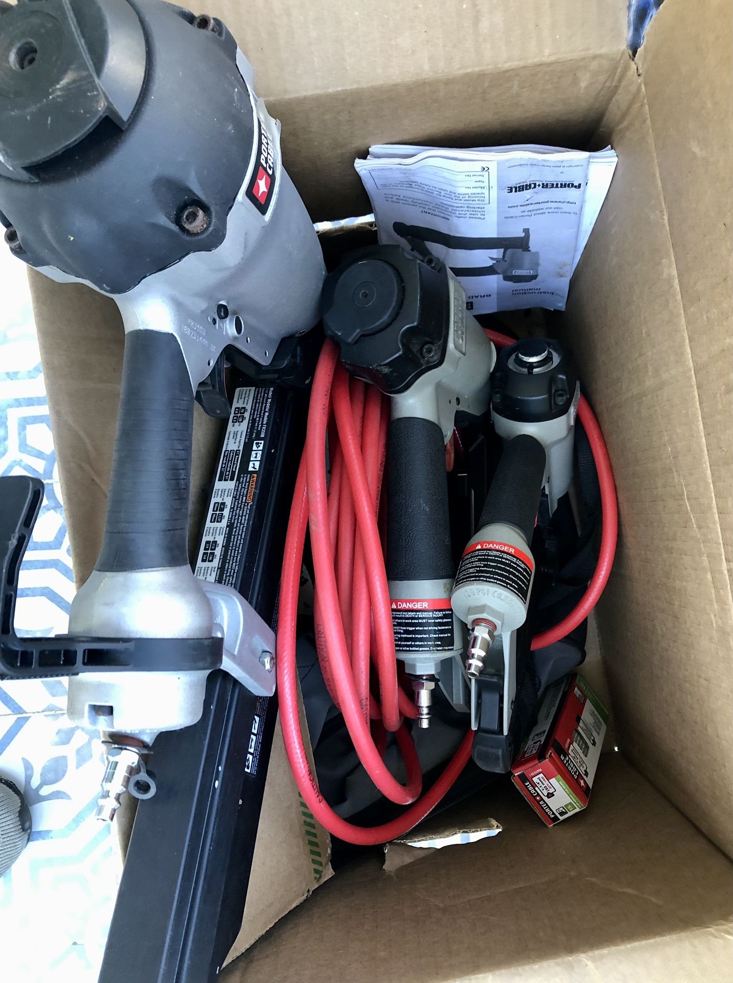 3 Porter-Cable Nail Guns Power Bundle FR350B Framing Nailer, 38305 Finish Nailer, BN125A Brad Nailer