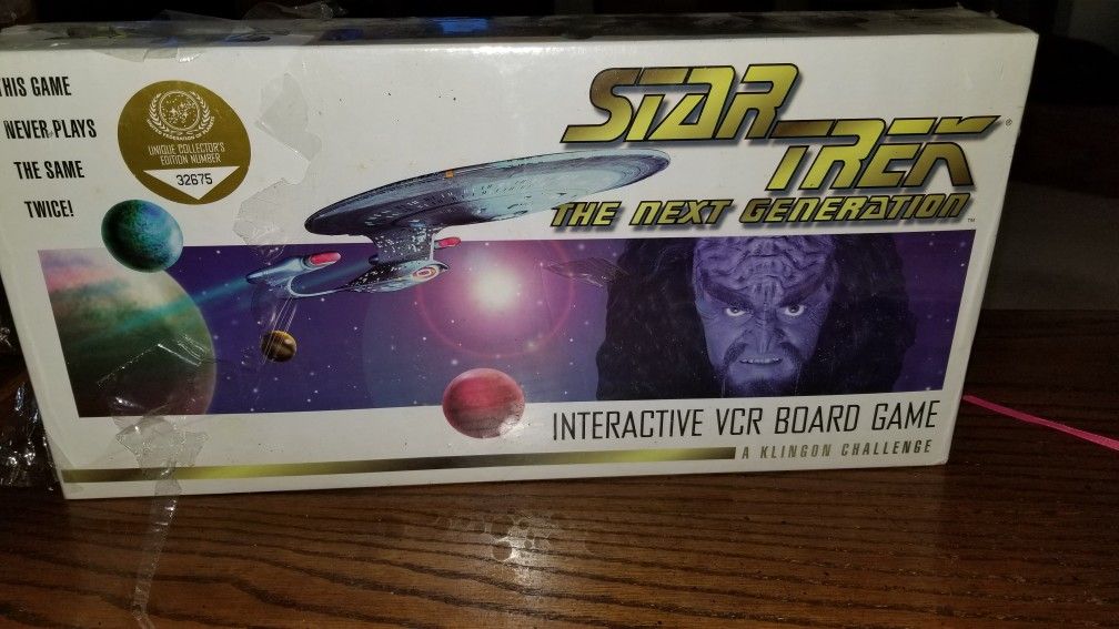 COLLECTIBLE NEVER OPENED STAR TREK THE NEXT GENERATION KLINGON CHALLENGE INTERACTIVE VCR BOARD GAME. PICK UP MIDDLEBORO ONLY. FINAL SALE