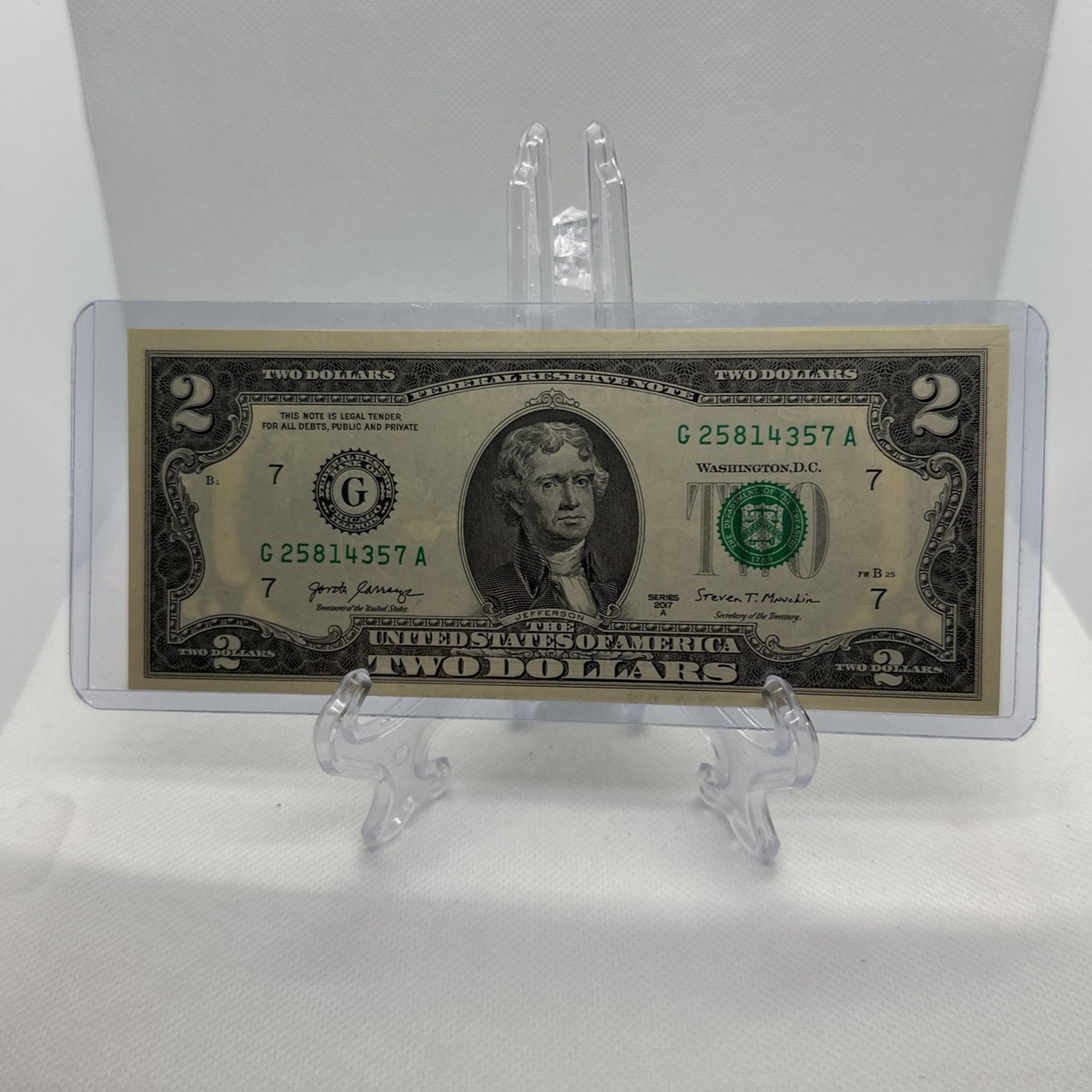 GEM 2017 A $2 Two Dollar Bill Federal Reserve Note
