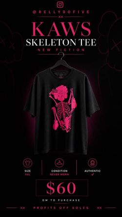 KAWS Skeleton New Fiction Bone Tee 'Black'