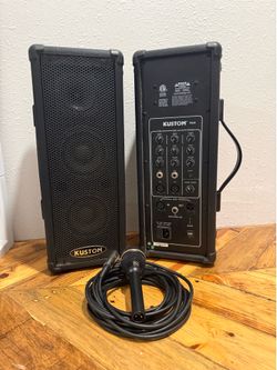 KUSTOM PA50 SPEAKER BUILT-IN HEAD AND ELECTRO-VOICE N/D767a MICROPHONE BUNDLE