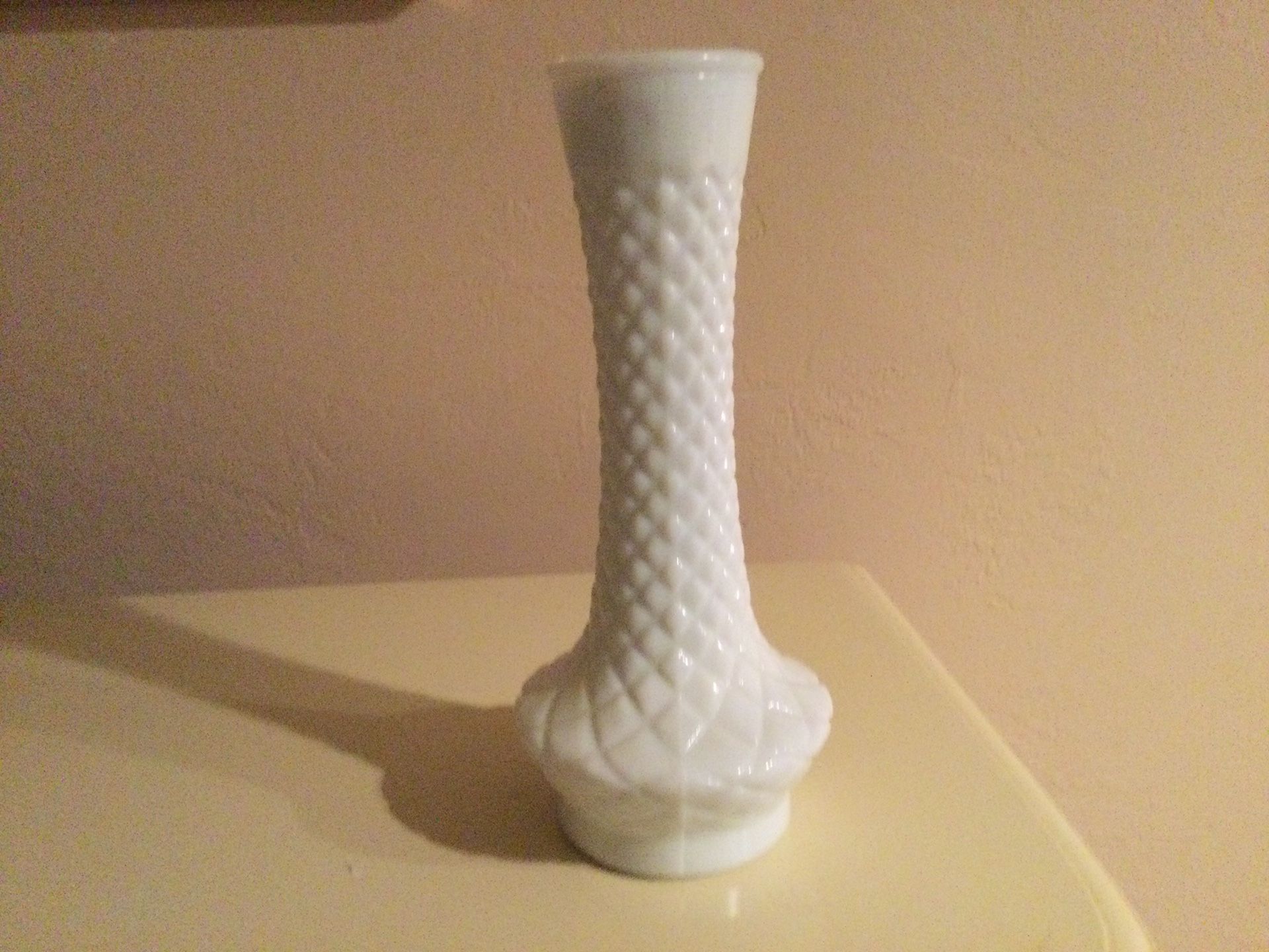 VINTAGE RANDELL MILK GLASS STEM VASE