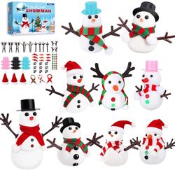 Christmas Crafts Xmas Gifts,Molding Clay Snowman DIY Kit,9Pack Build a Snowman Kit