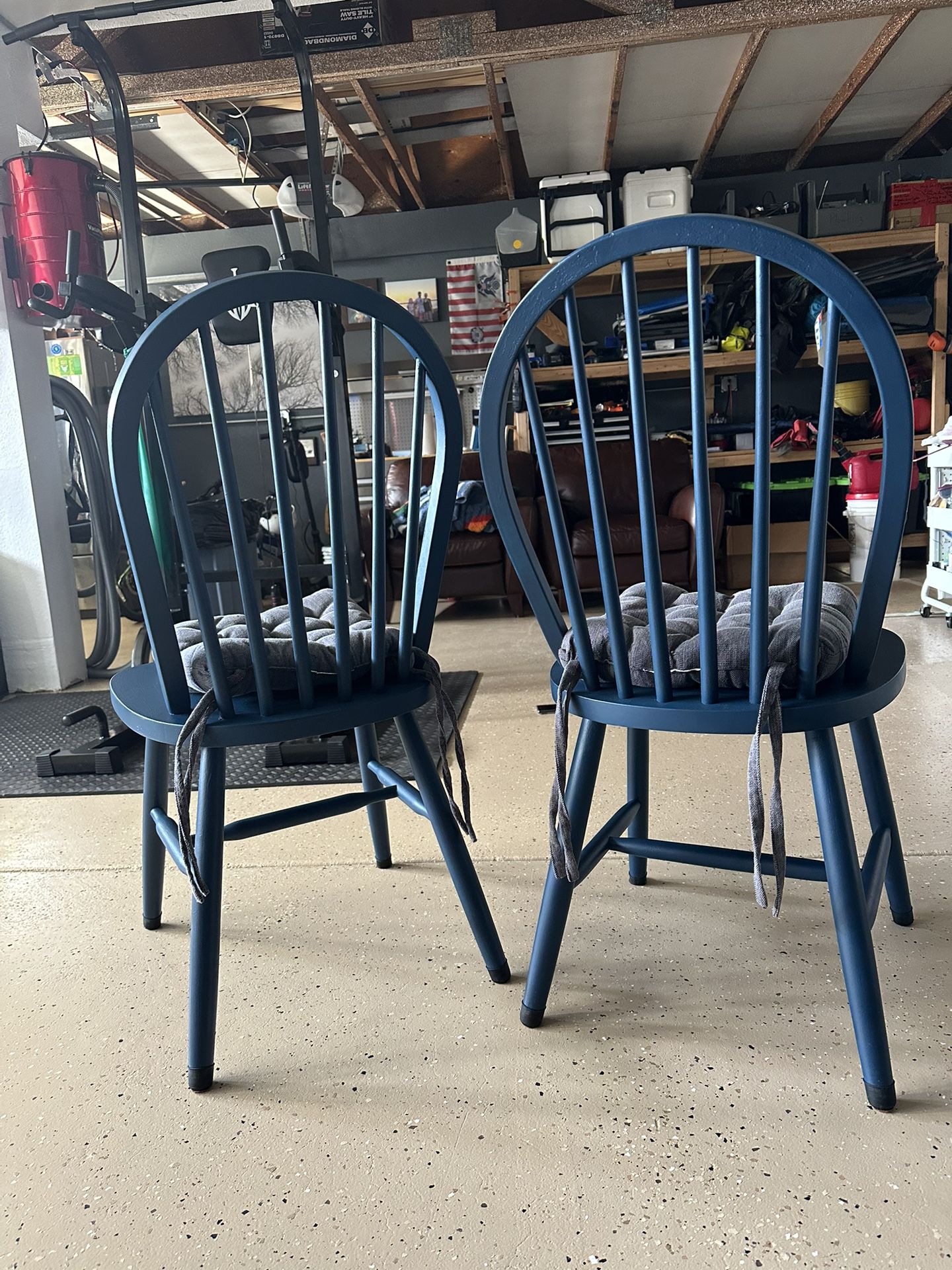 2 Blue Wooden Kitchen Chairs 