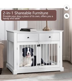 Dog Crate Furniture End Table with Drawers