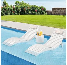 Folding Pool Lounge Chairs Set of 2, Pre-Assembled HDPS Anti-Floating Aquawave Lounge Chair with Headrest for in-Pool Use(Max Depth 8-Inches), Ideal f
