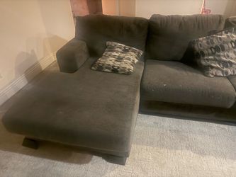 Dark Gray Fabric Sectional Sofa with Chaise