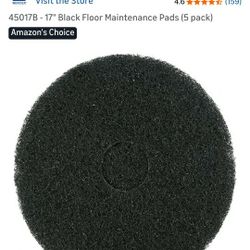 NEW MERCER 17 INCH BLACK FLOOR BUFFER PADS 5 IN BOX