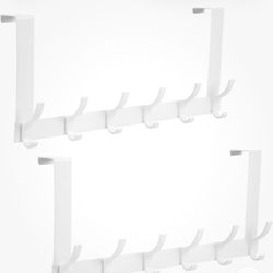 2pc Over the Door Hooks,Door Hanger Hooks for Hanging,Towel Racks w/ 12 Coat Hoo