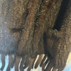 Large Knit Mink Shawl Fringe jacket pockets scarf cape wrap accessory poncho 