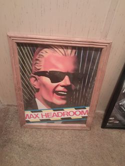 Vintage  1980's Max Headroom Framed Poster