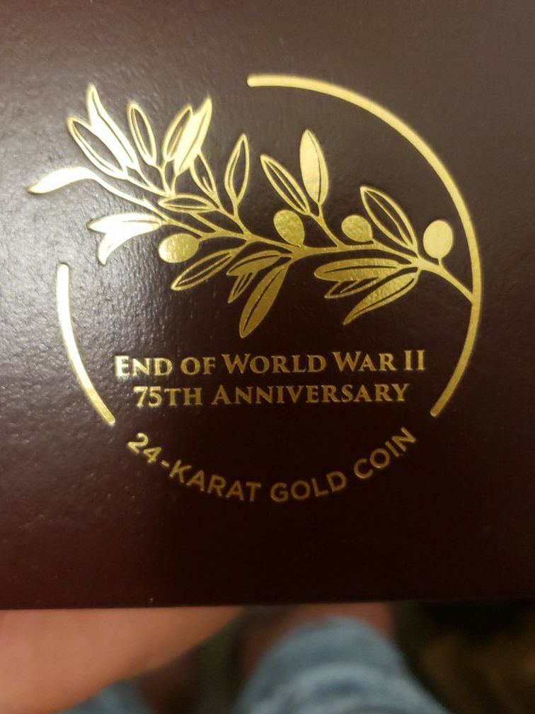 end of the world War 2 75th anniversary 24kt gold coin $1500