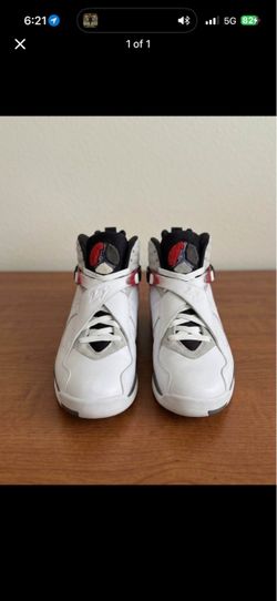9.5 Air Jordan 8 Retro White Red Gray Sneakers