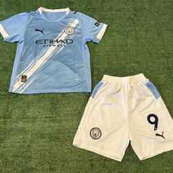 Erling Haaland #9 Manchester City Home Kids Jersey 25/26