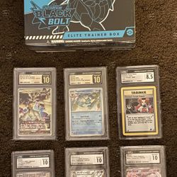 Pokemon TCG Black Bolt ETB Sealed + 6 CGC Graded Cards 