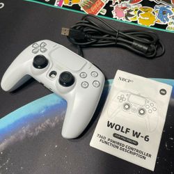 NBCP Wired PS5 Controller - Gaming Controller for PlayStation 5, PS4, PC/Steam, Turbo & Linear Hall-effect Trigger, Dual Vibration, 3.5mm Audio Jack -