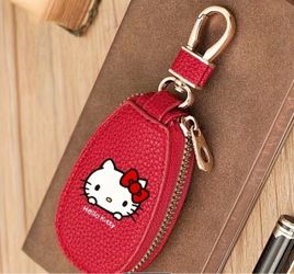 Hello Kitty Red Leather Key Fob Case