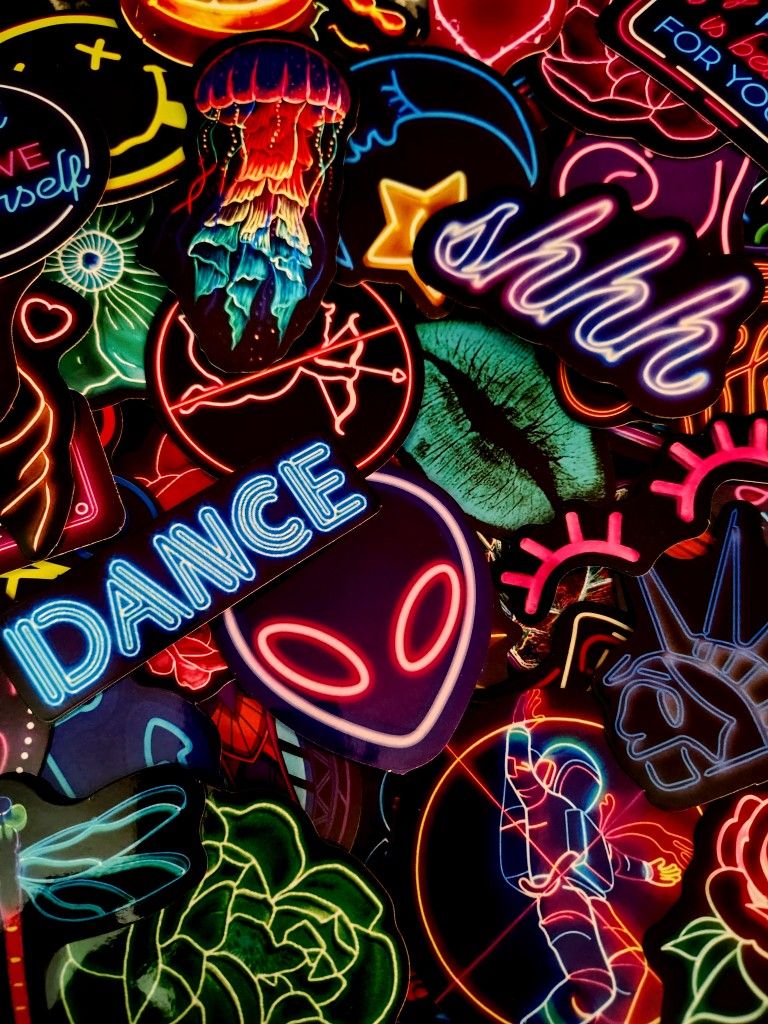 50pc Neon Vinyl Stickers