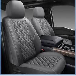 Premium Leather Car Seat Covers Full Set Universal 5 Seats Grey