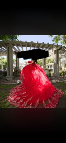 Red dress quinceañera  👗