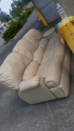 Tan leather couch with massage made in USA!