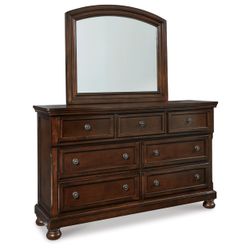 Ashley Porter Dresser & Mirror – Solid Wood, 1 Year Old