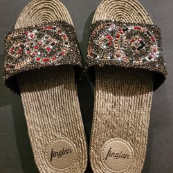 Jinglan brand rhinestone bedazzled sandals size 6