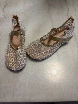 Fashion Girls' gold mesh ballerina shoes