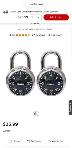 Three new 2 packs of Masterlock locks