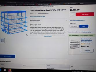 96" Gravity Fed Flow Thru Rack