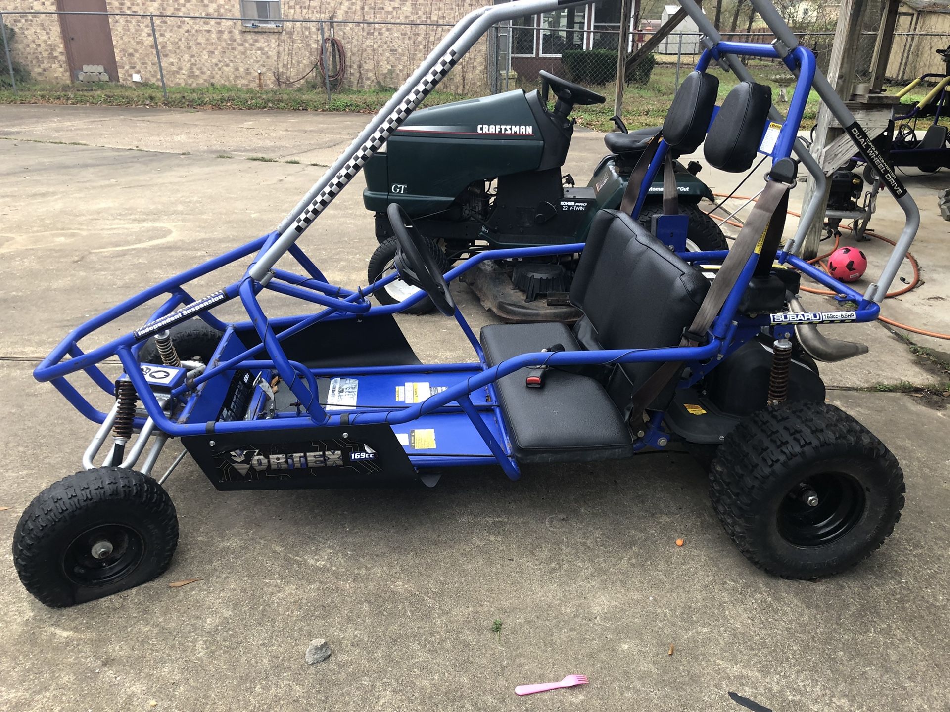 Vortex 2 seat full size go kart, Subaru motor, runs good